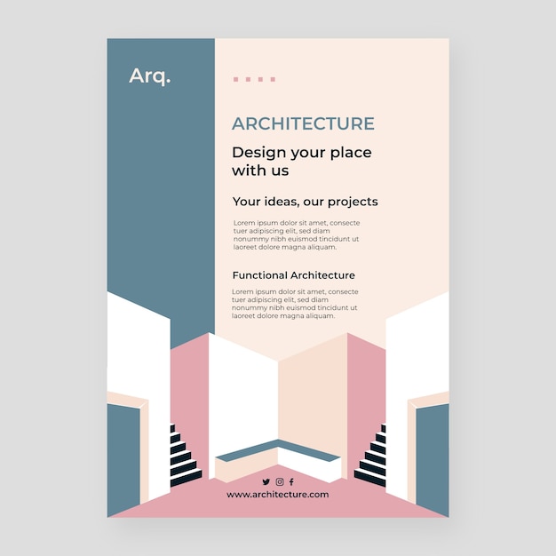 Free vector flat design architect job poster template