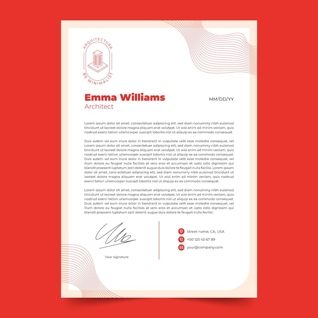 Flat design architect letterhead template