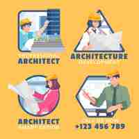 Free vector flat design architecture development labels