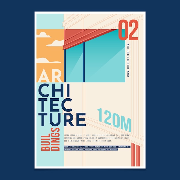 Vettore gratuito modello di poster di architettura design piatto