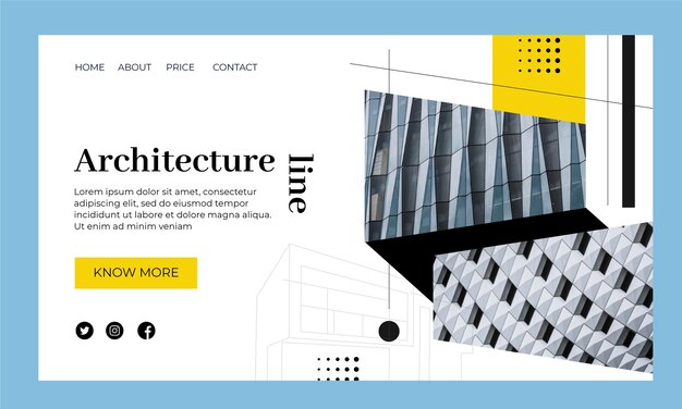 Целевая страница проекта архитектуры плоского дизайна