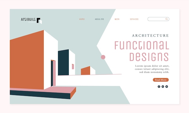 Flat design architecture project landing page