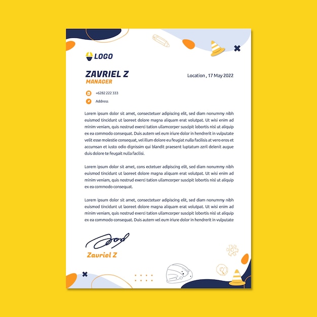 Free vector flat design architecture project letterhead template