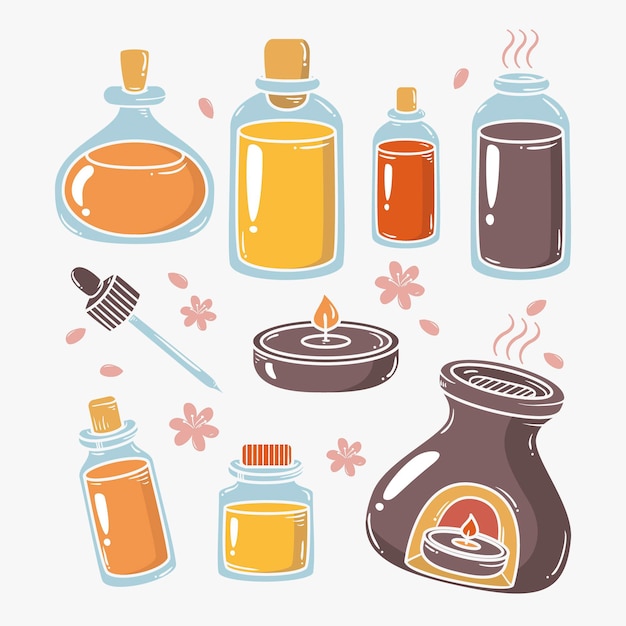 Free vector flat design aromatherapy element collection