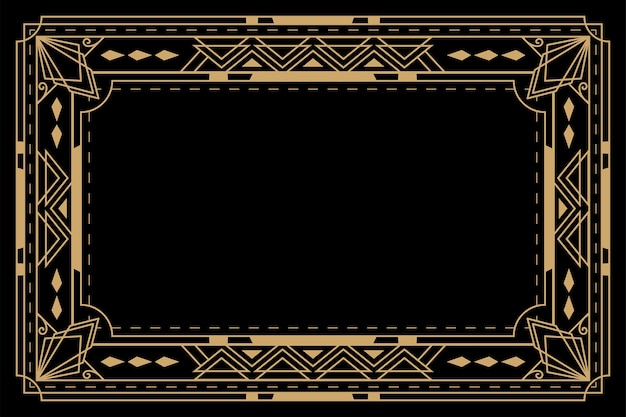 Flat design art deco background with golden details