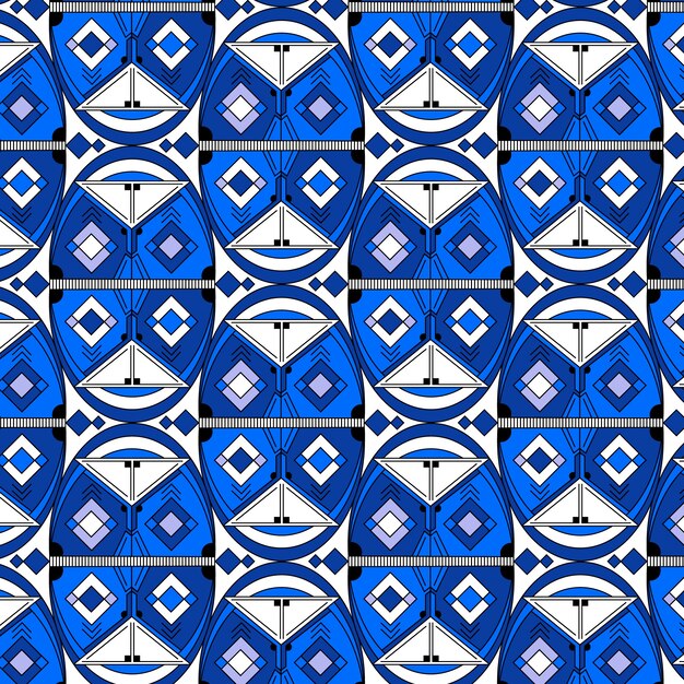 Flat design art deco blue pattern