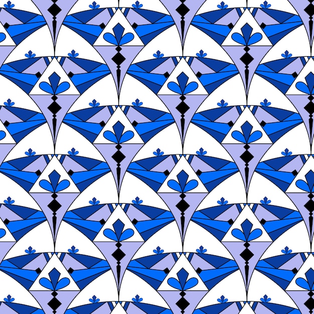 Flat design art deco blue pattern