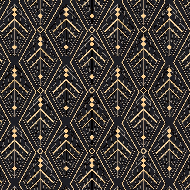 Flat design art deco dark seamless pattern