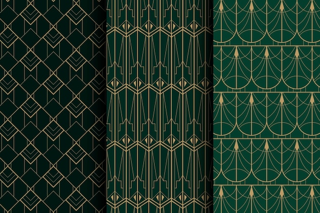 Free vector flat design art deco elegant green patterns