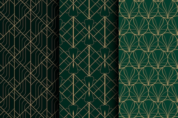 Flat design art deco elegant pattern pack