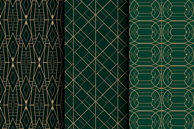 Flat design art deco elegant pattern set