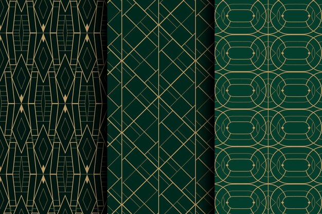 Flat design art deco elegant pattern set