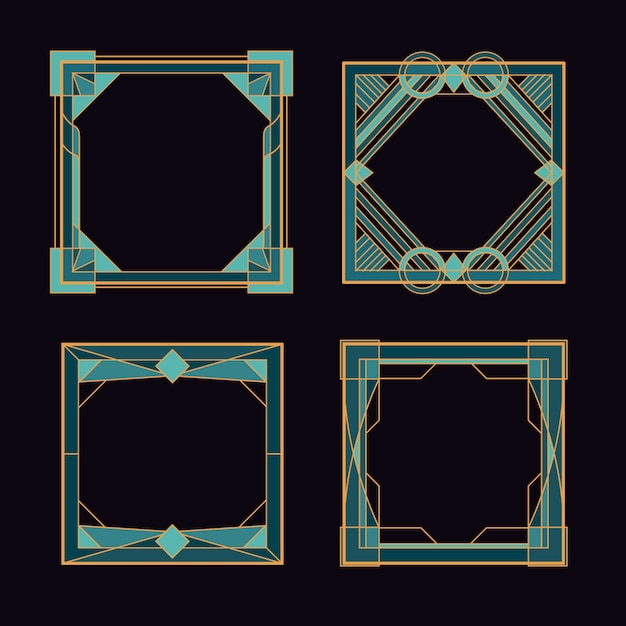 Free vector flat design art deco frame set