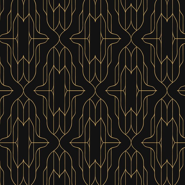 Flat design art deco golden pattern