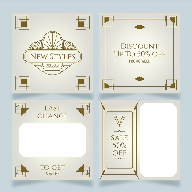 flat design art deco instagram post collection