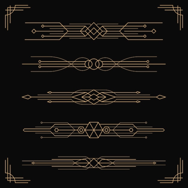 Free vector flat design art deco ornament set