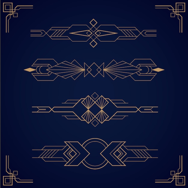 Flat design art deco ornament set