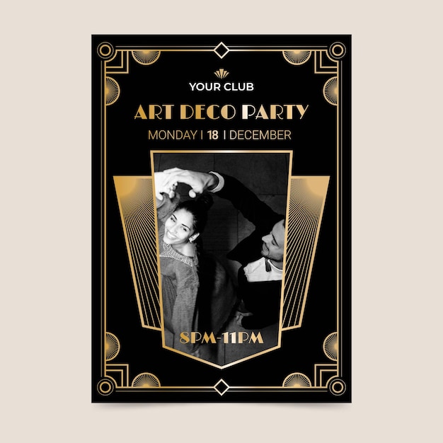 Free vector flat design art deco party poster