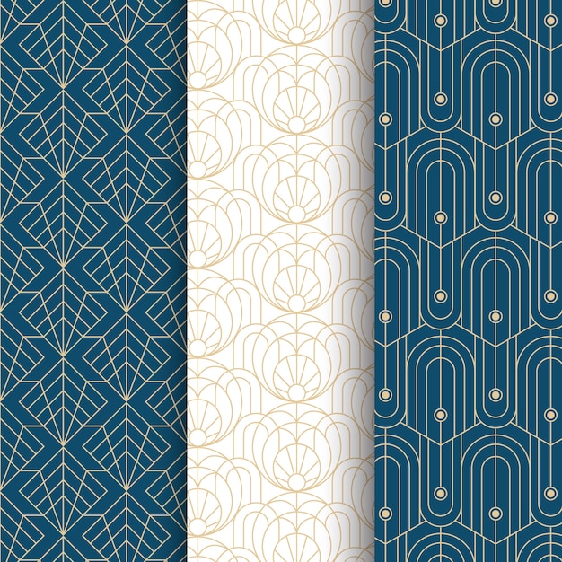 Flat design art deco pattern pack