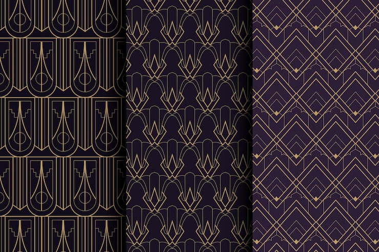 Free Vector flat design art deco pattern pack