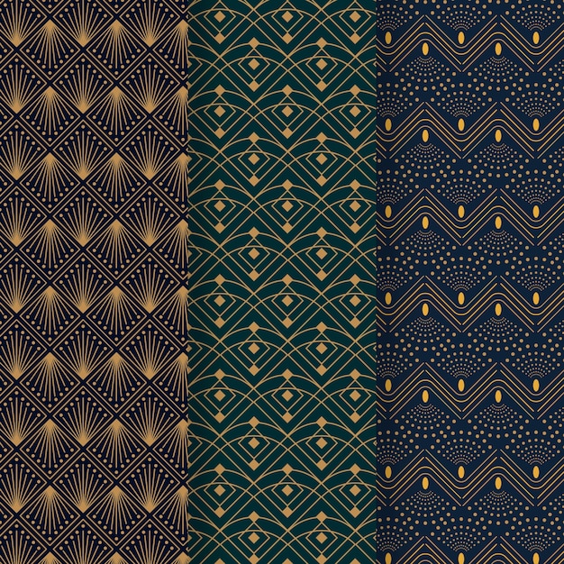 Flat design art deco pattern pack