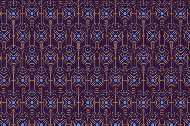 Flat design art deco pattern with blue details