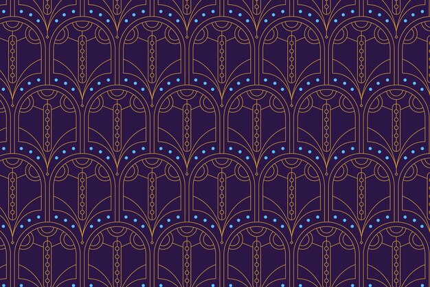 Flat design art deco pattern with blue details