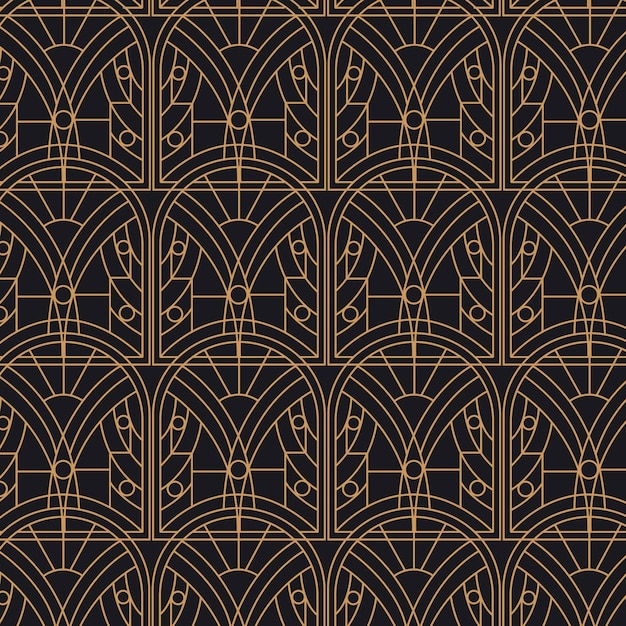 Free vector flat design art deco pattern with golden details