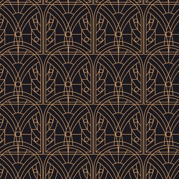 Flat design art deco pattern with golden details