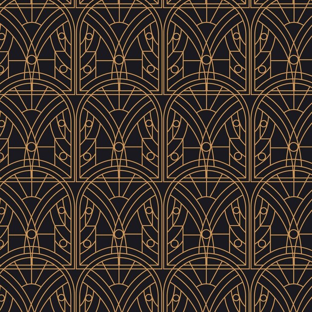 Flat design art deco pattern with golden details