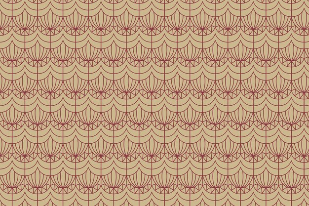 Flat design art deco red and golden pattern