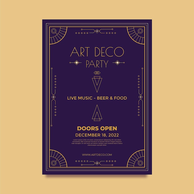 Free vector flat design art deco retro party poster