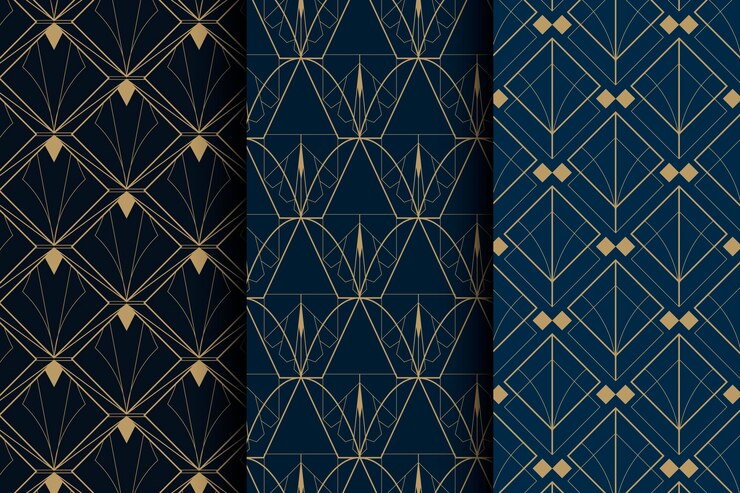 Free Vector flat design art deco retro pattern set
