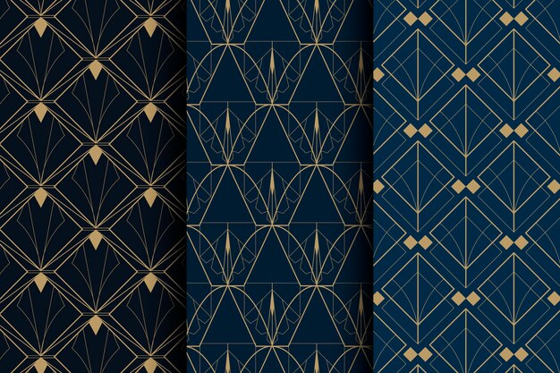 Flat design art deco retro pattern set