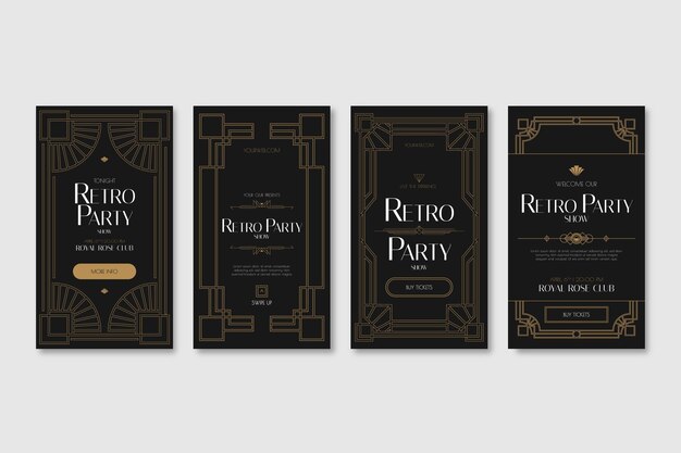 Flat design of art deco story collection