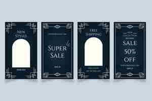 Free vector flat design art deco story collection