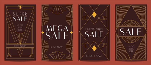 Flat design art deco story collection