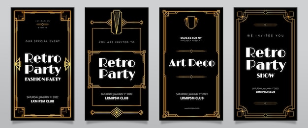 Free vector flat design art deco story collection