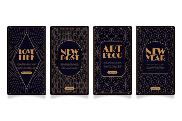 Free vector flat design art deco story collection