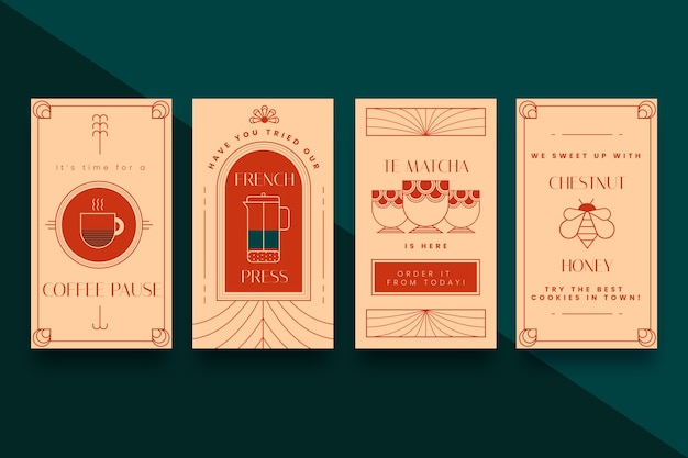 Flat design art deco story collection