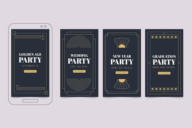 Flat design art deco story collection