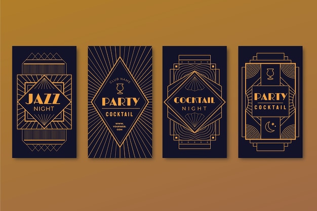 Free vector flat design art deco story collection