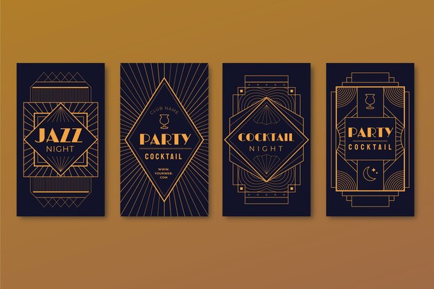 Flat design art deco story collection