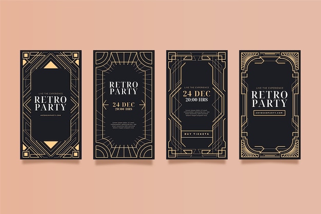 Flat design art deco story collection