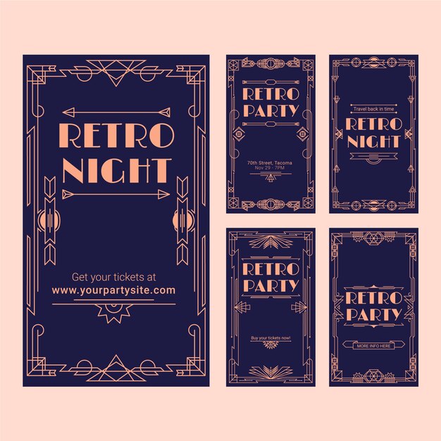 Flat design art deco story pack