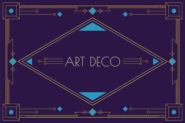 Design piatto art deco con sfondo blu dettagli