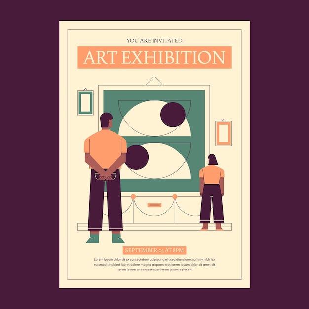Flat design art exhibition invitation