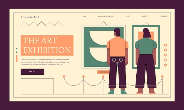 Free vector flat design art exhibition landing page