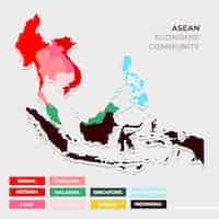 Vettore gratuito mappa asean design piatto