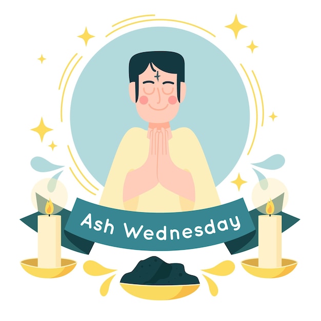 Flat design ash wednesday